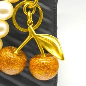Cherries Twin Keychain Bagcharm, Golden & Sparkling NWT